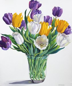 Tulpen in glazen vaas